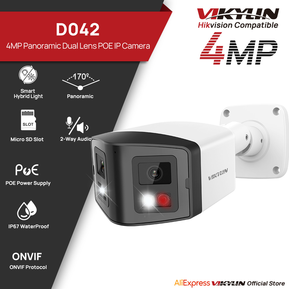 Smart Home X10 - VIKYLIN 170 ° パノラマセキュリティIPカメラ スマートデュアルライト 4MPデュアルレンズIPカメラ