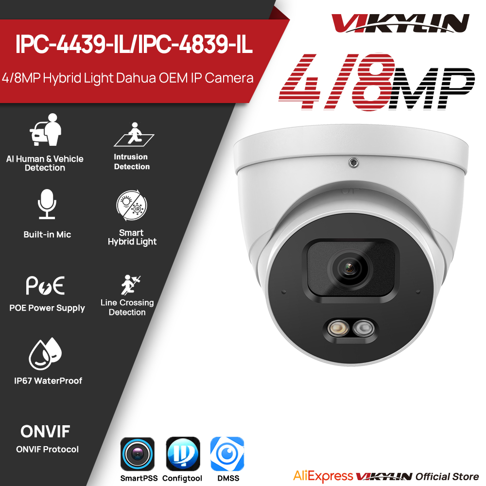 Smart Home X10 - VIKYLIN 4/8MP IPセキュリティカメラ スマートデュアルライト 内蔵マイク スマートモーション検知