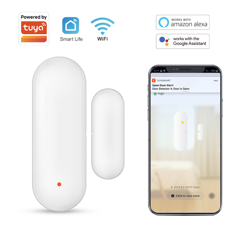 Wireless Door Sensor - Tuya-スマートwifiドアセンサー,開閉検出器,制御通知,Smartlifeアプリ,Alexa,GoogleHomeと互換性があります