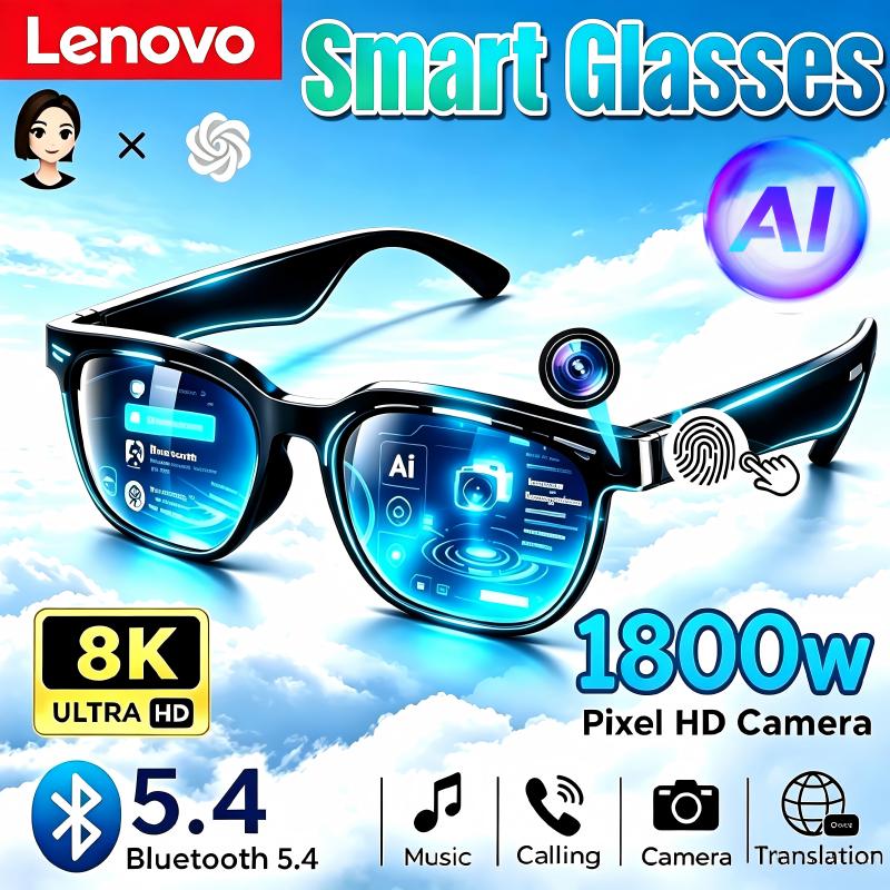 Smart Home Ai - Lenovo スマートグラス AI翻訳 Bluetooth通話録音 音楽再生機能付き 男女兼用
