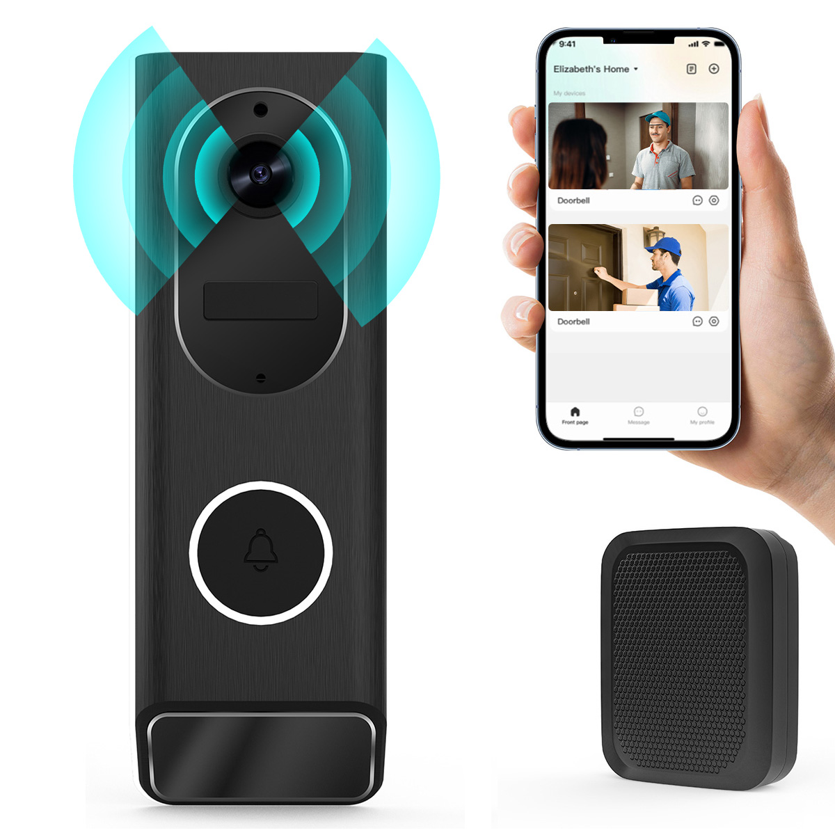 Smart Home Video Doorbell Enhanced Security With Smart Doorbell - ワイヤレスビデオドアベルs7,スマートホームセキュリティ,モーション検出,暗視,インターホン,カメラ,wifi,スマートドアベル,1080p,ip66