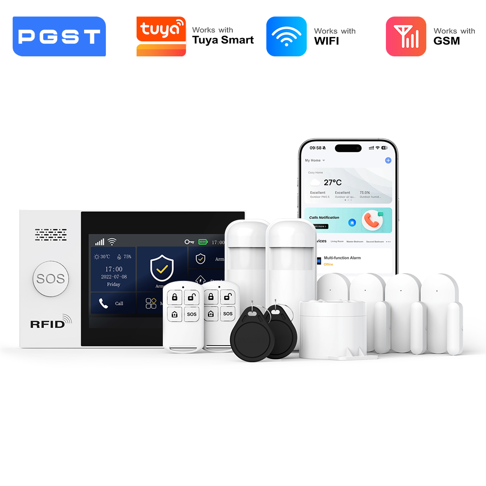Smart Home Ecosystems - PGST 2G GSM WiFi 警報システムキット ワイヤレスホームセキュリティ保護システムセット