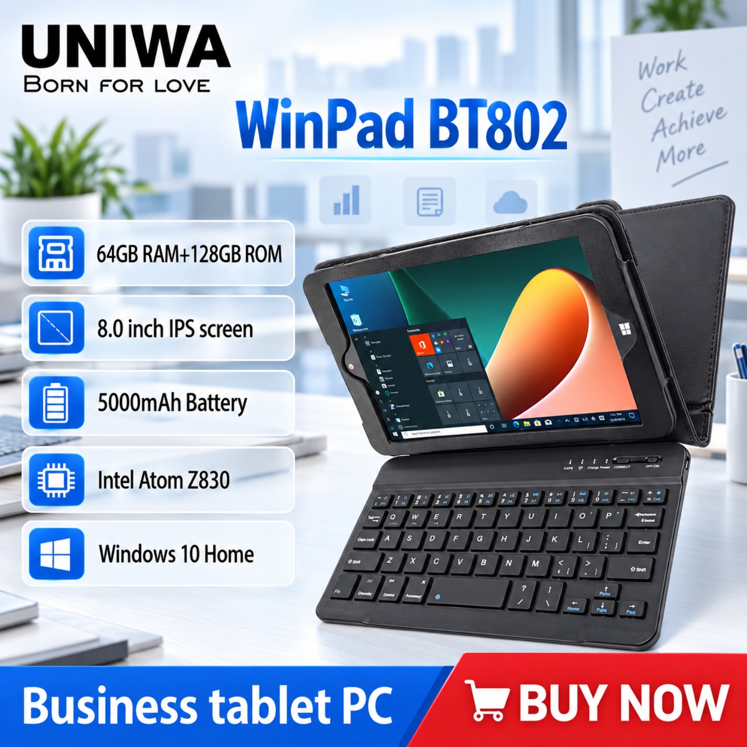 Smart Home Keyboard - UNIWA WinPad BT802 Windows 10 タッチスクリーン搭載