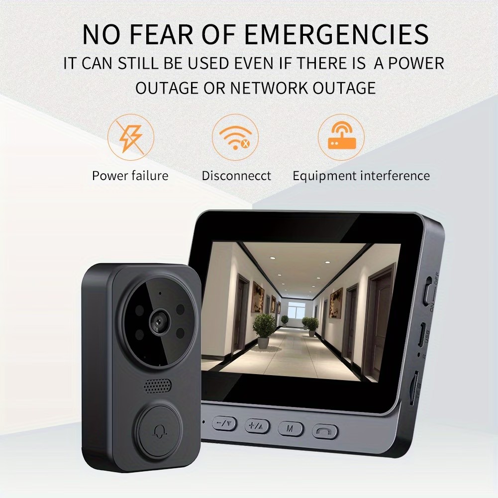 Smart Home Video Doorphone Ezviz - 4.3インチIPS液晶ディスプレイ搭載、2.4GHzワイヤレス接続のビデオインターホン。画面付きのスマート高画質ビデオモニタリング機能、双方向通話機能付き。