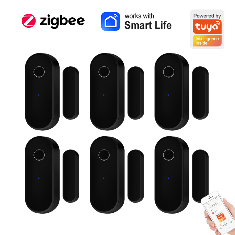 Wireless Door Sensor - Tuya スマート Zigbee ドアセンサードア窓開閉検出器ブラックスマートホームセキュリティシステムゲートウェイスマートライフアプリと連携