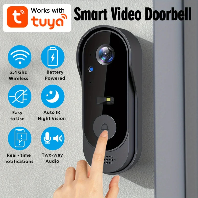Smart Home Video Doorbell Enhanced Security With Smart Doorbell - Tuya WiFi ホームスマートビデオドアベル屋外双方向 HD ドアアイカメラ 1080P