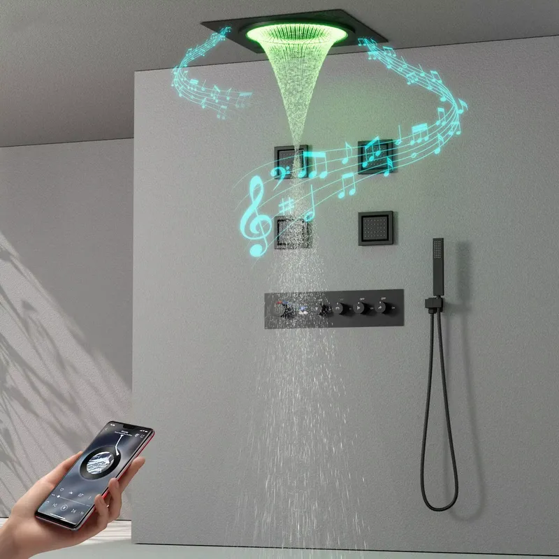 スマートLEDシャワーセット 浴室音楽内蔵レインフォールシス - Smart Home のレビューと価格