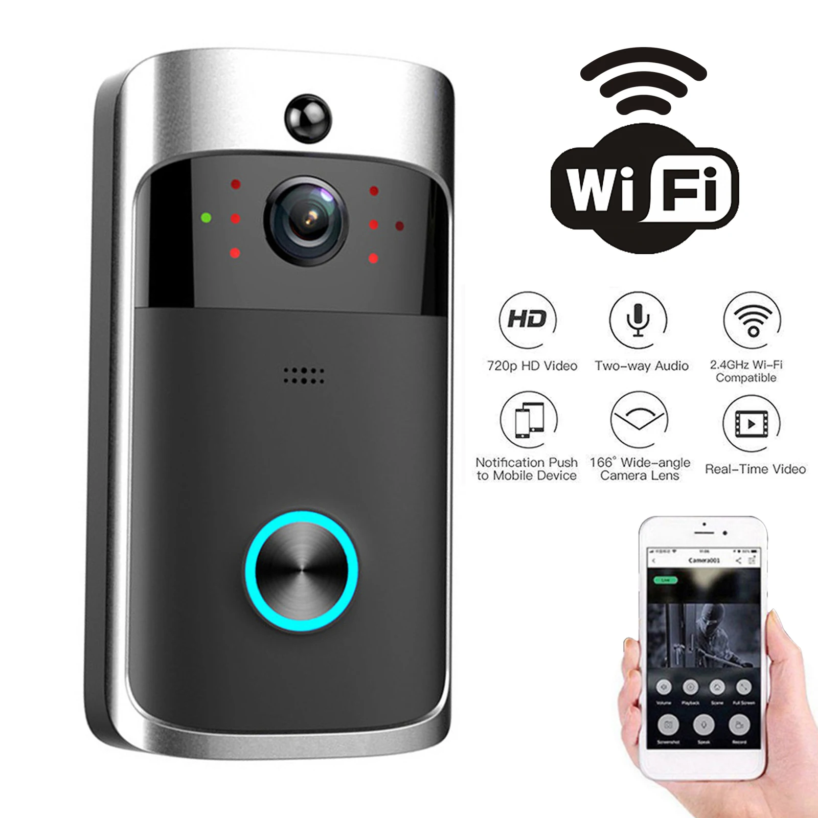 2026年新型V5ビデオドアベルWifiワイヤレスドアベル1 - Smart Home Video Doorbell Enhanced Security With Smart Doorbell のレビューと価格