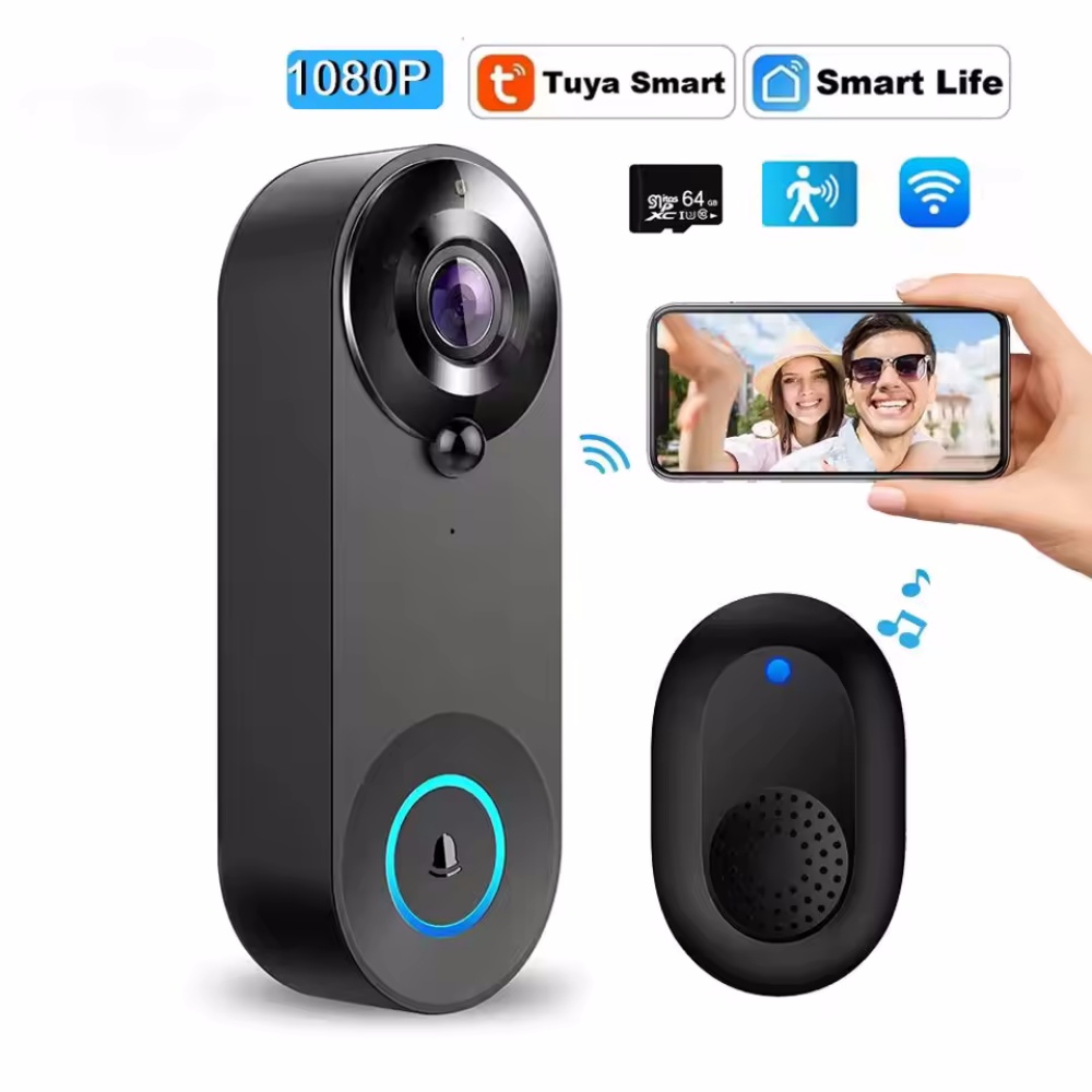 Tuya 1080P ワイヤレス WIFI ドアベルビデオイ - Smart Home Video Doorbell Enhanced Security With Smart Doorbell のレビューと価格