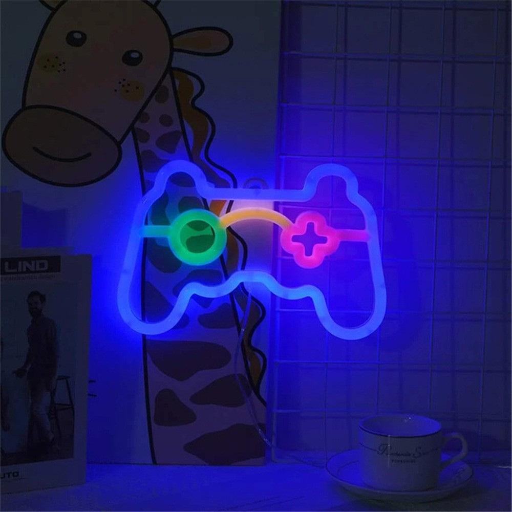 1個 USB給電式ゲームコントローラーネオンサインLEDライ - Smart Home Poster のレビューと価格