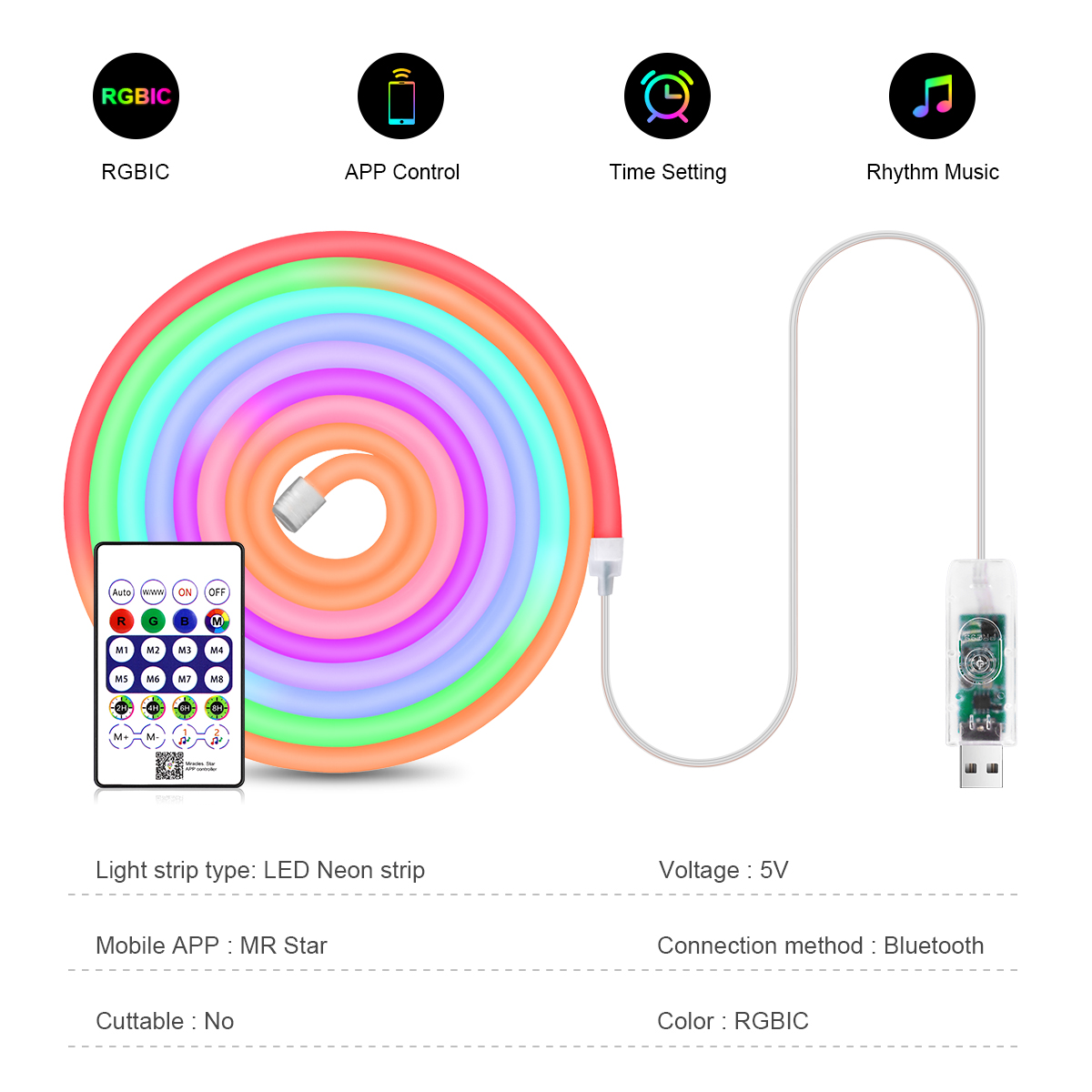 リモコン付きネオンストリップライト,装飾ライト,Blueto - Smart Home Poster のレビューと価格