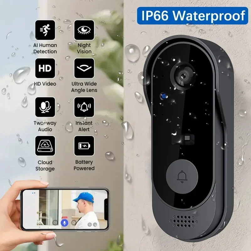 ビデオHDワイヤレス防水ドアベルカメラ、ナイトビジョン＆音声 - Smart Home Video Doorphone Ezviz のレビューと価格