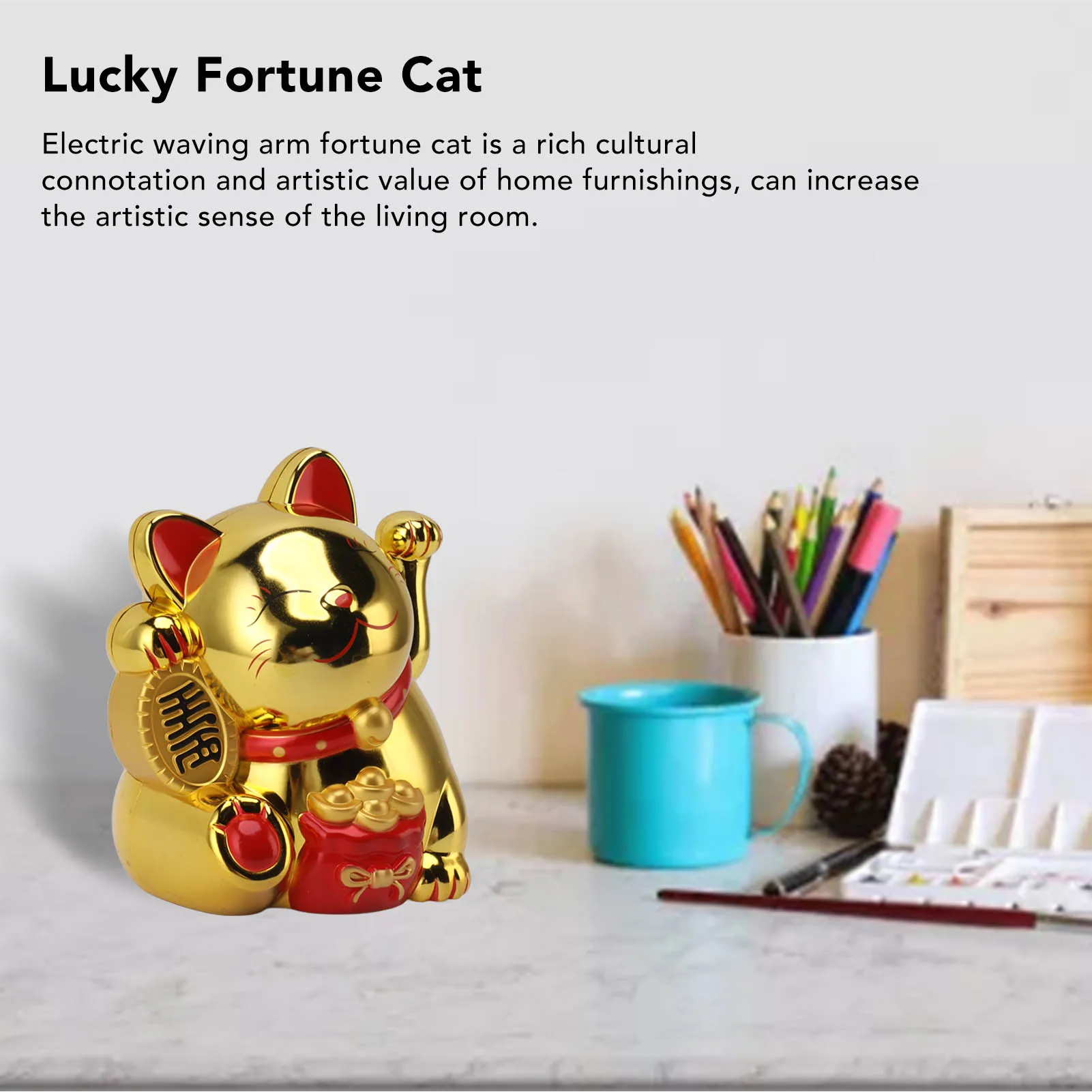 5.5インチ電動ウェーブアームフォーチュンキャット装飾かわい - Smart Home Pc のレビューと価格