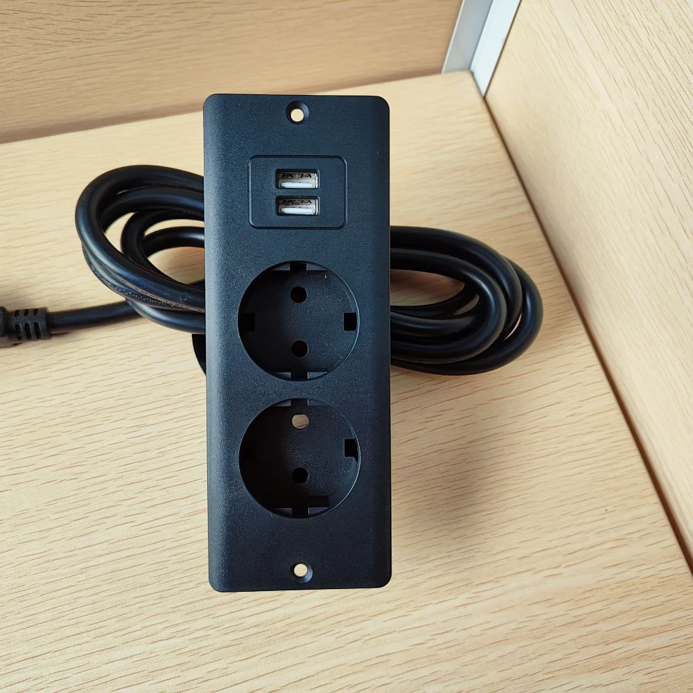 EU KR テーブル埋め込みソケット 2 コンセント USB - Smart Home Pc のレビューと価格