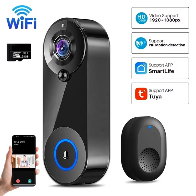 Tuyaビデオドアベルカメラ 1080P WiFiドアベル  - Smart Home Video Doorbell Enhanced Security With Smart Doorbell のレビューと価格