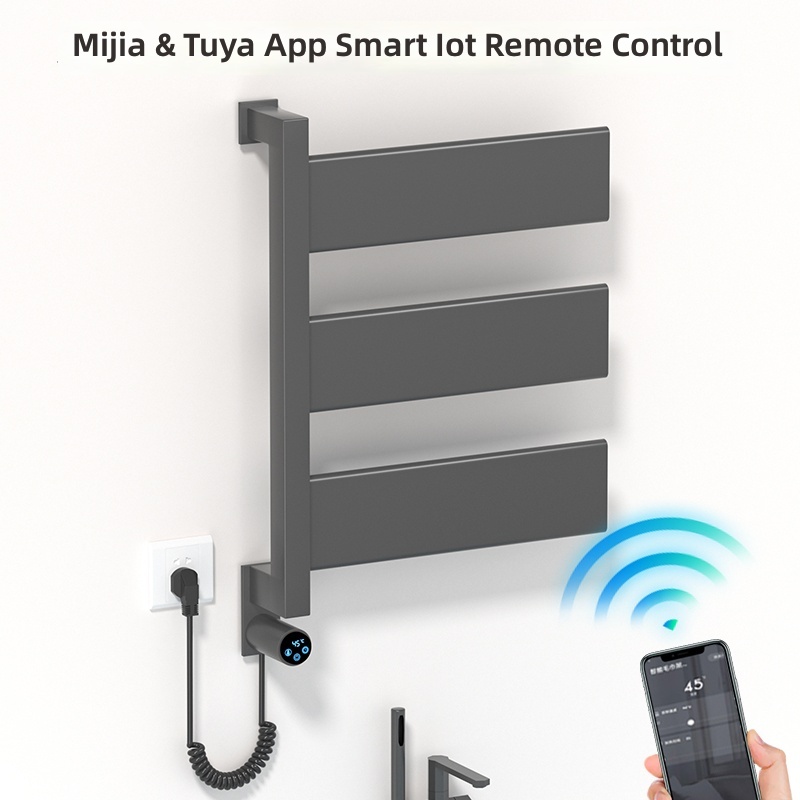 垂直壁掛け式3バー電気加熱タオルラック ステンレス製 防水  - Smart Home のレビューと価格