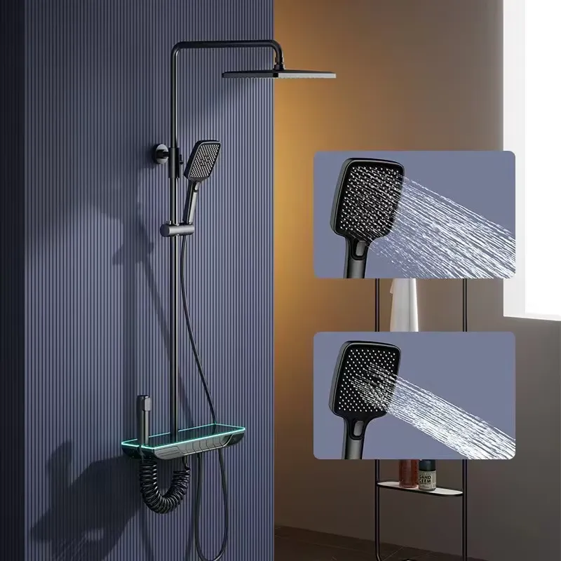 スマートデジタルサーモスタットシャワーセット真鍮ピアノキーバ - Smart Home のレビューと価格
